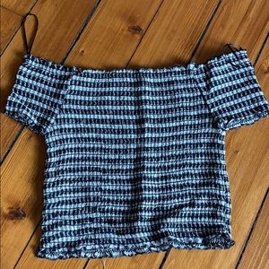 Off the shoulder checkered crop top